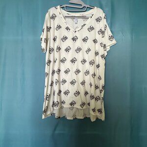 LulaRoe Christy V Neck Black White Camera Print Top  2X